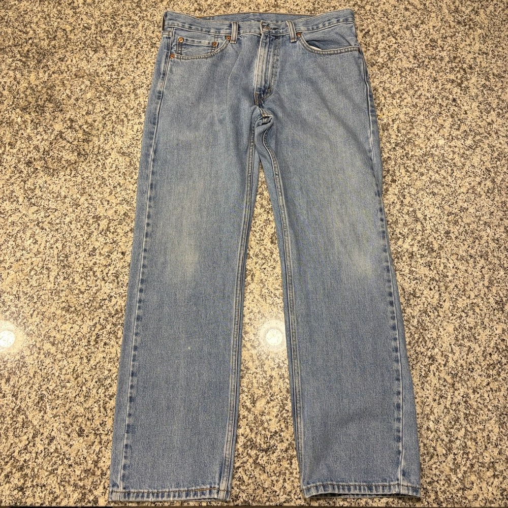 Mens Levi's 505 Regular Fit Straight Leg Light Wash Jeans Size 33x30